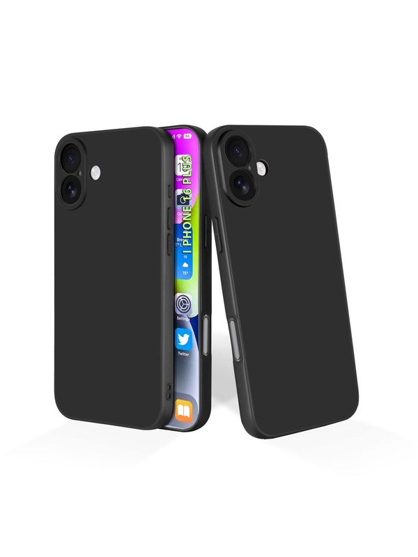 IPhone 16 Plus-Zwarte silicone hoejse Met camera lensbeschermer