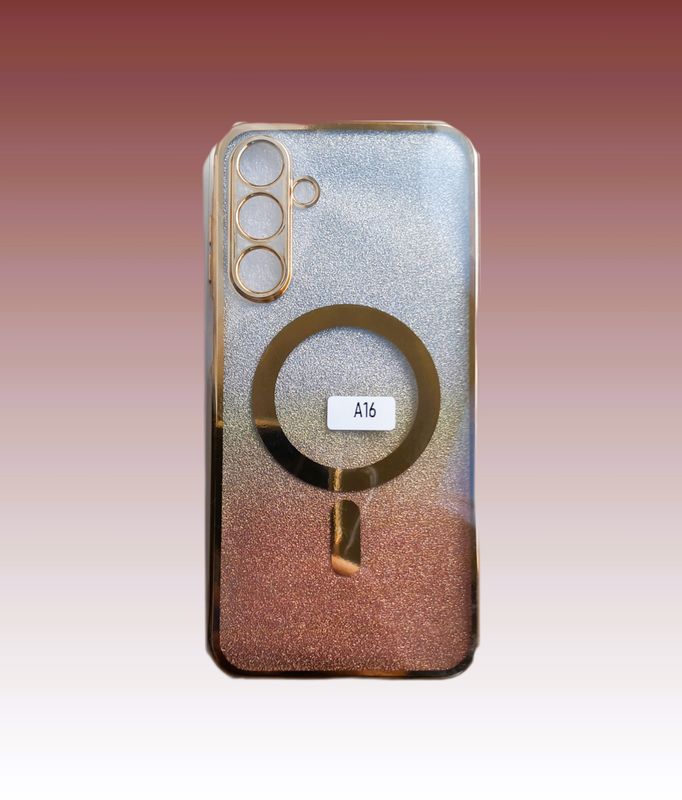 Samsung A16-Goude Glitters hoesje met camera lensbeschermer
