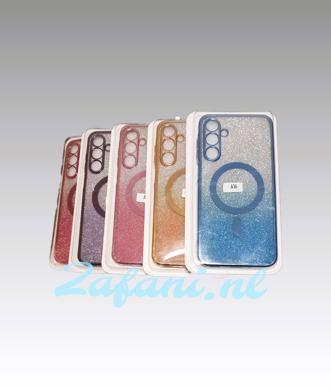 Samsung A16-Rose goude Glitters hoesje met camera lensbeschermer