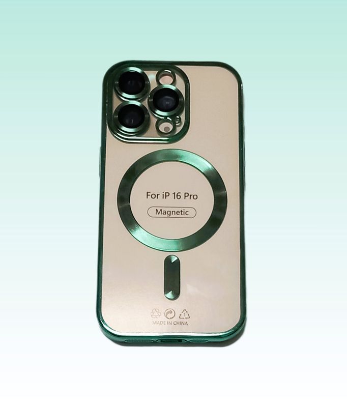IPhone 16 pro-groene Magsafe hoesje met camera lensbeschermer