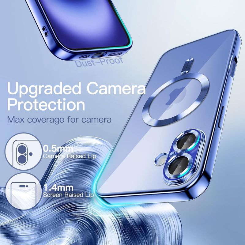 IPhone 16 plus Blauwe Magsafe hoesje met camera lensbeschermer