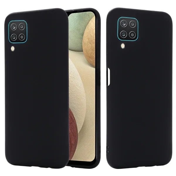Samsung A12-Zwarte Silicone hoesje 1+1 gratis