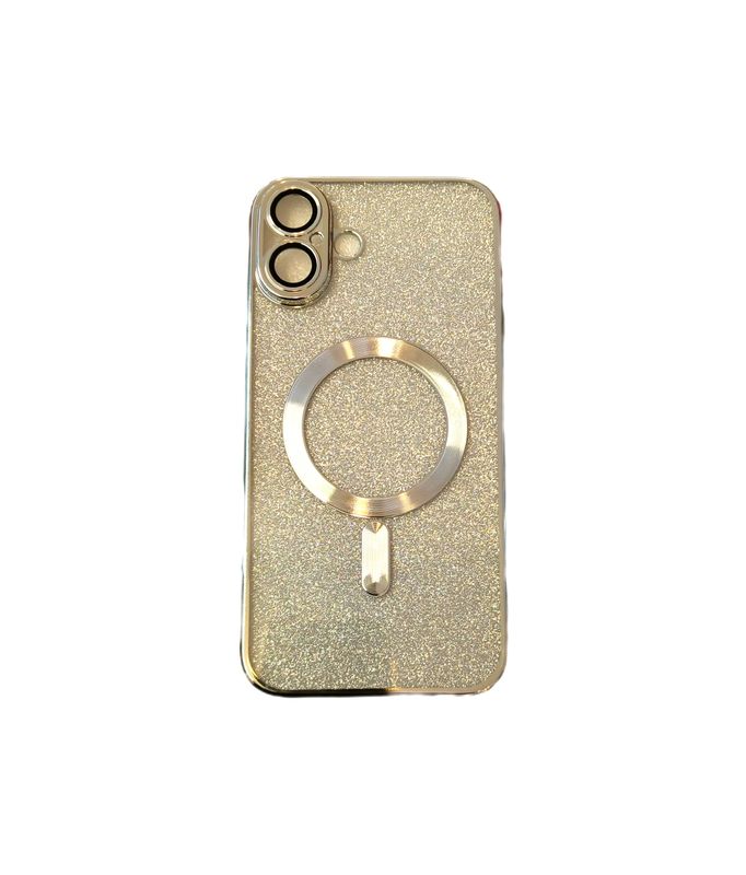 IPhone 16 Zilveren glitters met camera lensbeschermer