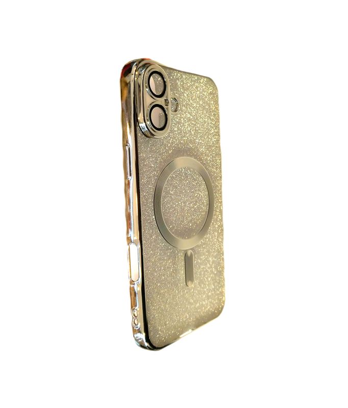 IPhone-16 Plus Zilveren glitters met camera lensbeschermer