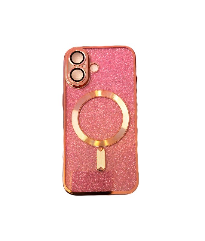 IPhone 16 Plus-Rose goude glitters met camera lensbeschermer