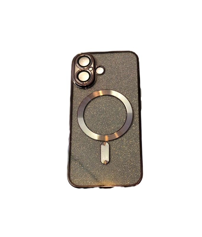 IPhone 16 Zwarte glitters met camera lensbeschermer
