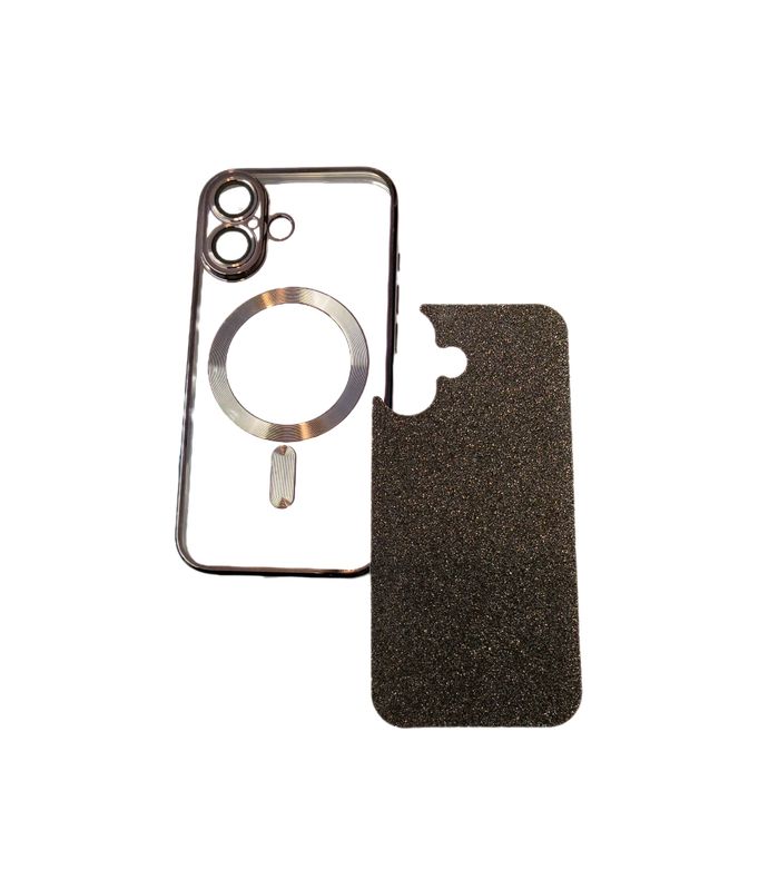 IPhone 16 Zwarte glitters met camera lensbeschermer
