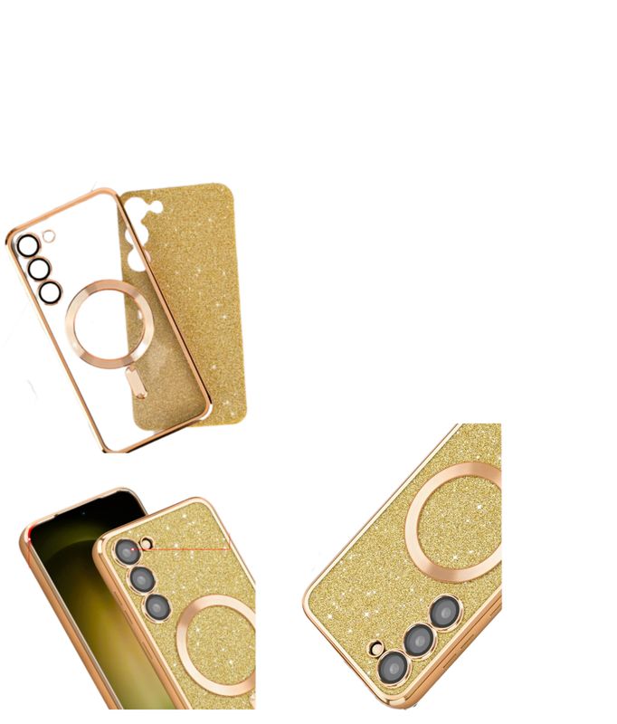 Samsung S21 FE-Goude glitters -Magsafe hoesje met camera lensbeschermer