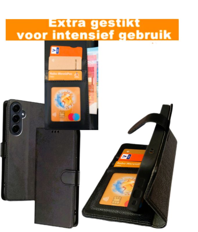 Samsung S21Fe Zwarte boek hoesje met kaarthouder en magnetische sluiting