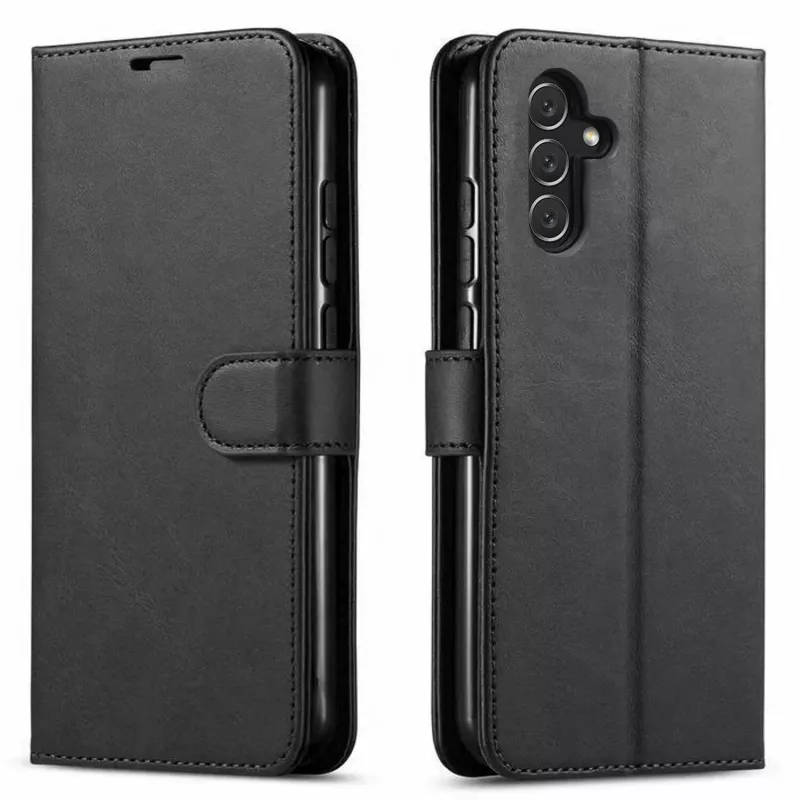 Samsung A15- Zwarte Boek hoesje met kaarthouder en magnetische sluiting