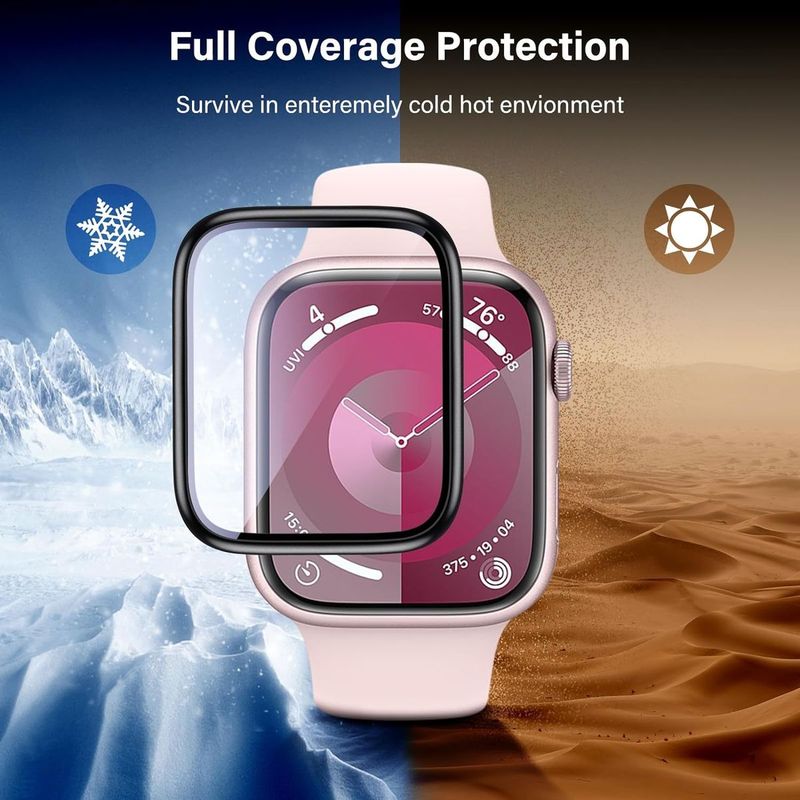 Apple watch 45 mm- kristalhelder en Krasbestendig-duurzaam(3D) gehard glas