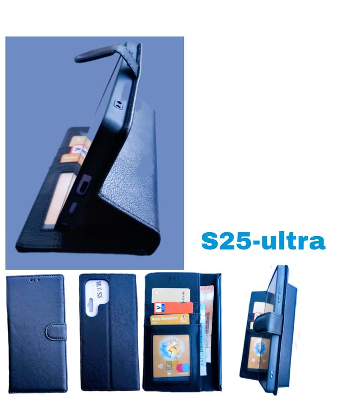 Samsung S 25 Ultra Zwarte  Boek hoesje met kaarthouder en magnetische sluiting