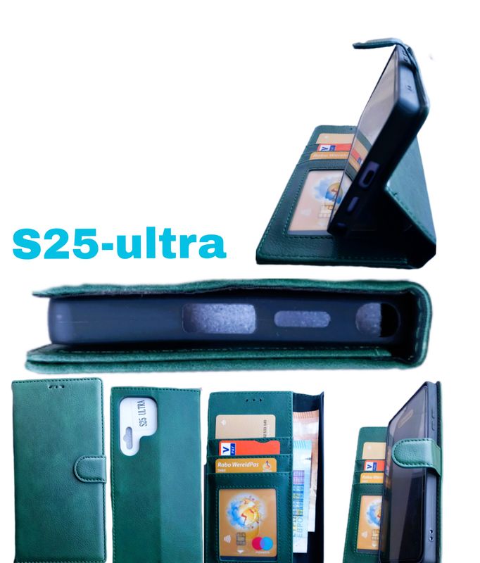 Samsung S25 Ultra Groene  Boek hoesje met kaarthouder en magnetische sluiting
