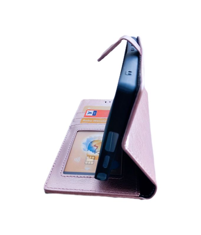 Samsung S 25 Ultra Rose goude Boek hoesje met kaarthouder en magnetische sluiting