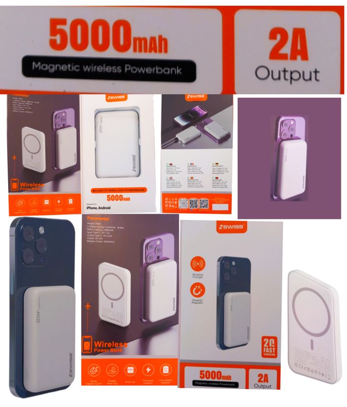 Magsafe Powerbank met 5000mAh slanke powerbank LED-display, antislip voor IPhone 16/15/14/13/12/11/11/Xr/xs/en Samsungs