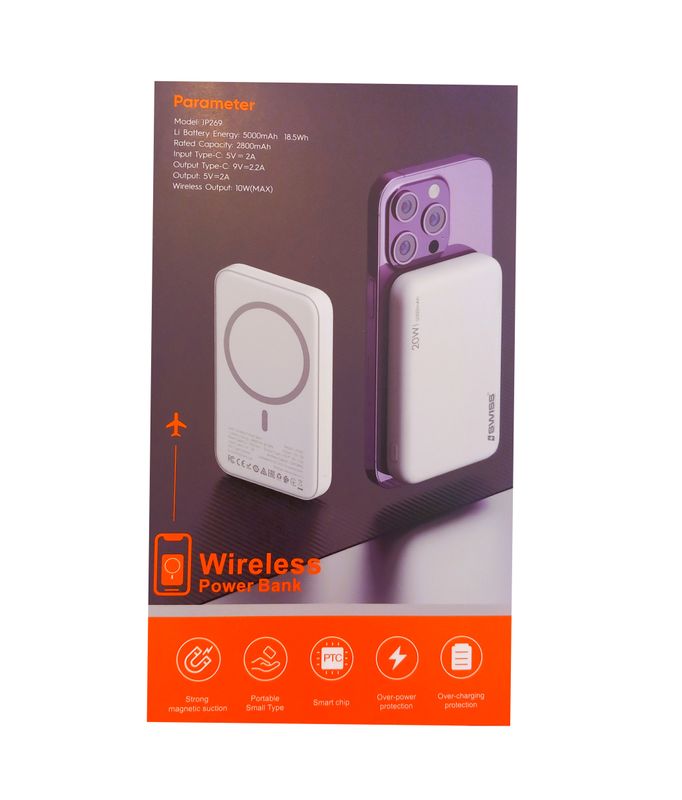 Magsafe Powerbank met 5000mAh slanke powerbank LED-display, antislip voor IPhone 16/15/14/13/12/11/11/Xr/xs/en Samsungs