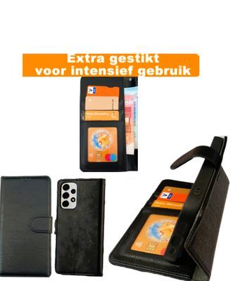 Samsung A 23-Zwarte  Boek hoesje met kaarthouder en magnetische sluiting