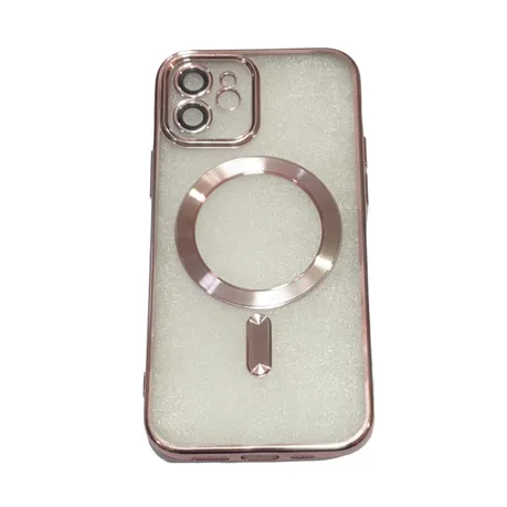 IPhone 12 Mini -Rose Goude Megsafe hoesje met camera lens beschermer