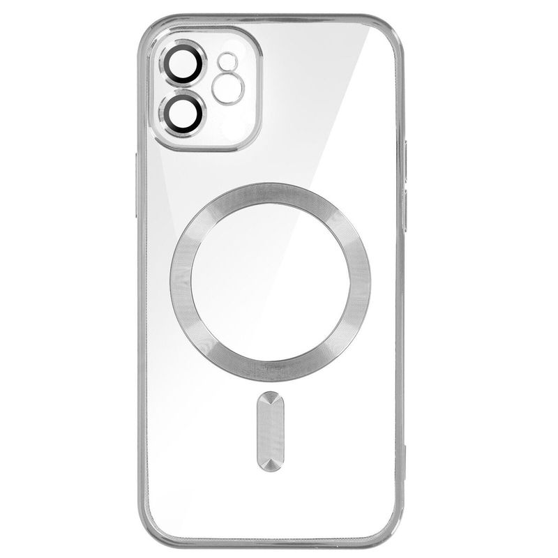 IPhone 12 Mini -Zilveren Megsafe hoesje met camera lens beschermer