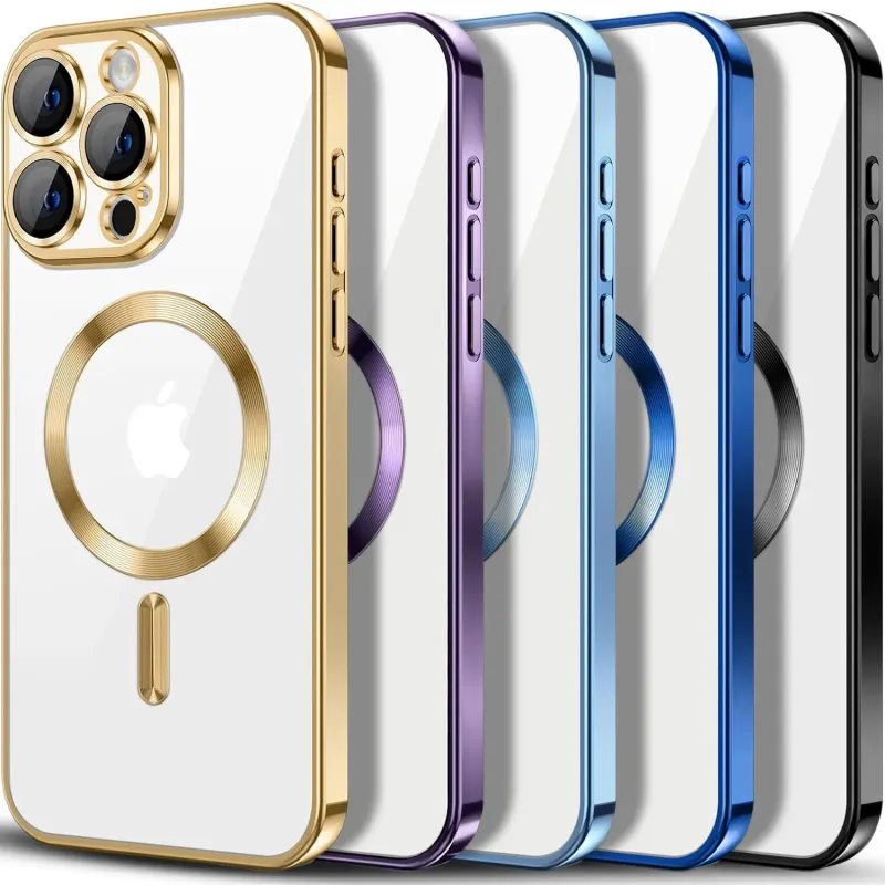 IPhone 13 Mini -Zilveren Megsafe hoesje met camera lens beschermer