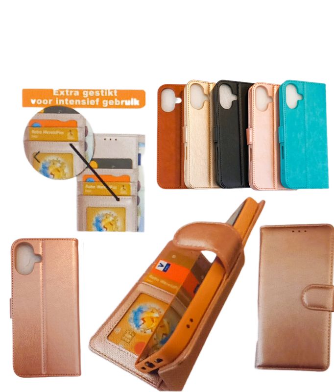 ​IPhone 16 Plus Rose goude  Boek hoesje met kaarthouder en magnetische sluiting