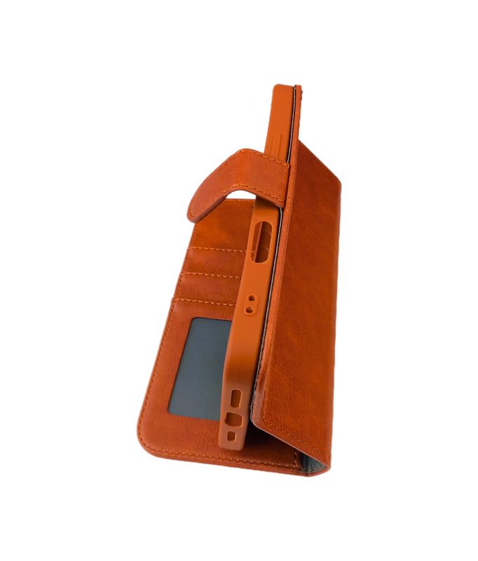 IPhone 16  Bruine Boek hoesje met kaarthouder en magnetische sluiting