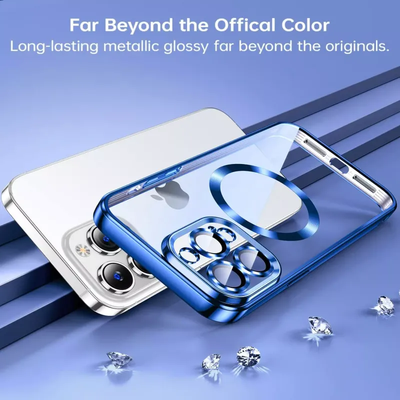 IPhone 11Pro Max-Blauwe Magsafe hoesje met camera lensbeschermer