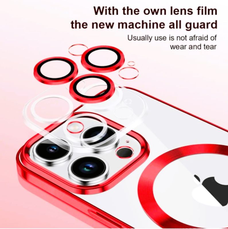 IPhone 11 Pro Max-Rode Magsafe hoesje met camera lensbeschermer