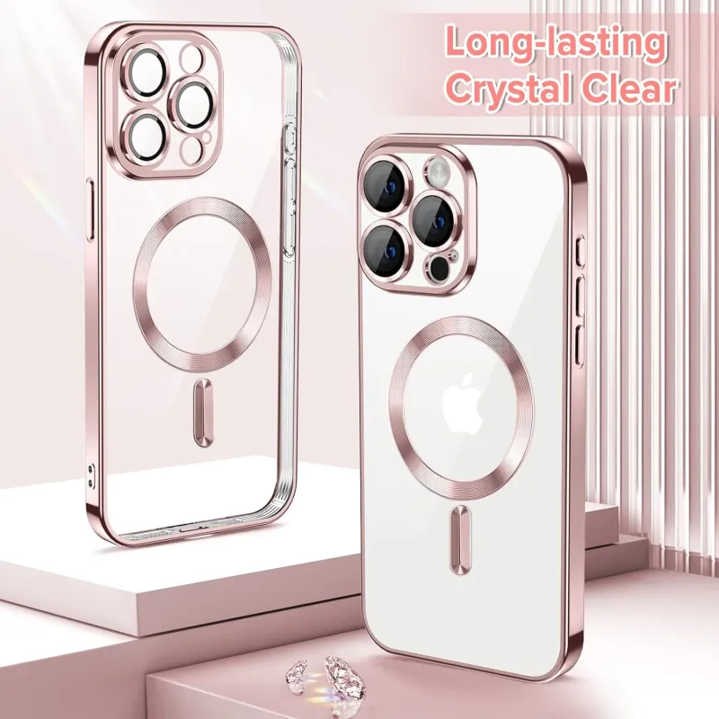 IPhone 11 Pro Max-Rose goude Magsafe hoesje met camera lensbeschermer