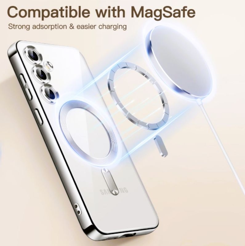 Samsung S-24-Zilveren Magsafe hoesje met camera lensbeschermer