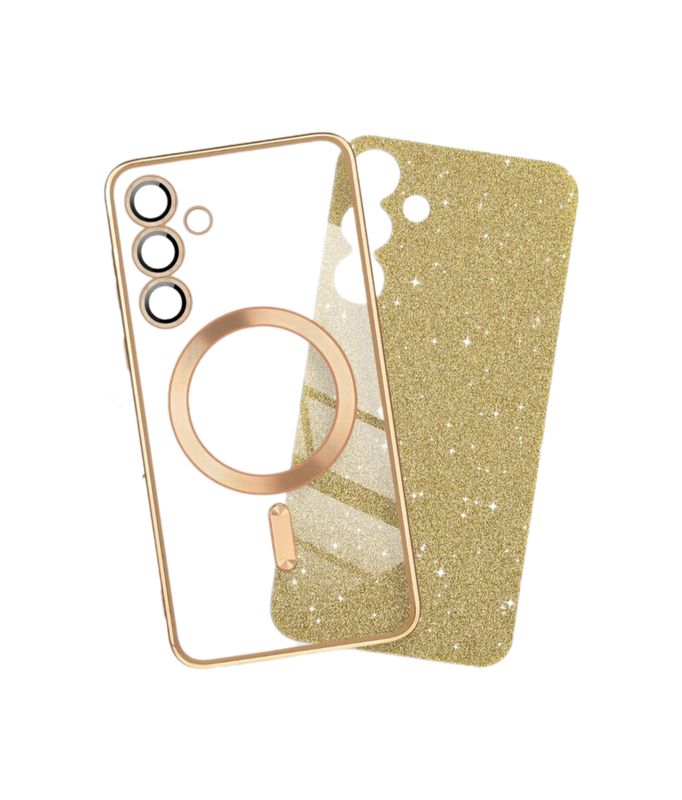 Samsung S-24-Goude glitters Magsafe hoesje met camera lensbeschermer