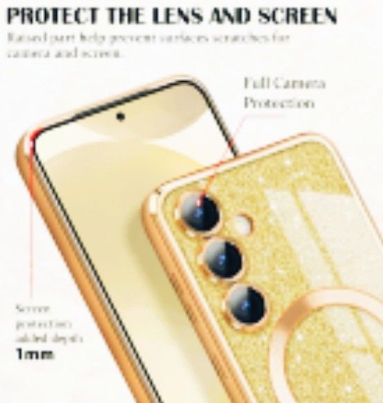 Samsung S-24-Goude glitters Magsafe hoesje met camera lensbeschermer