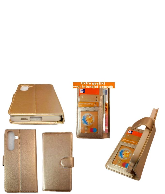 ​Samsung S 24 Goude  Boek hoesje met kaarthouder en magnetische sluiting