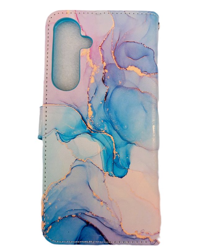 Samsung S24 Plus- Marmer print Boek hoesje met kaarthouder en magnetische sluiting
