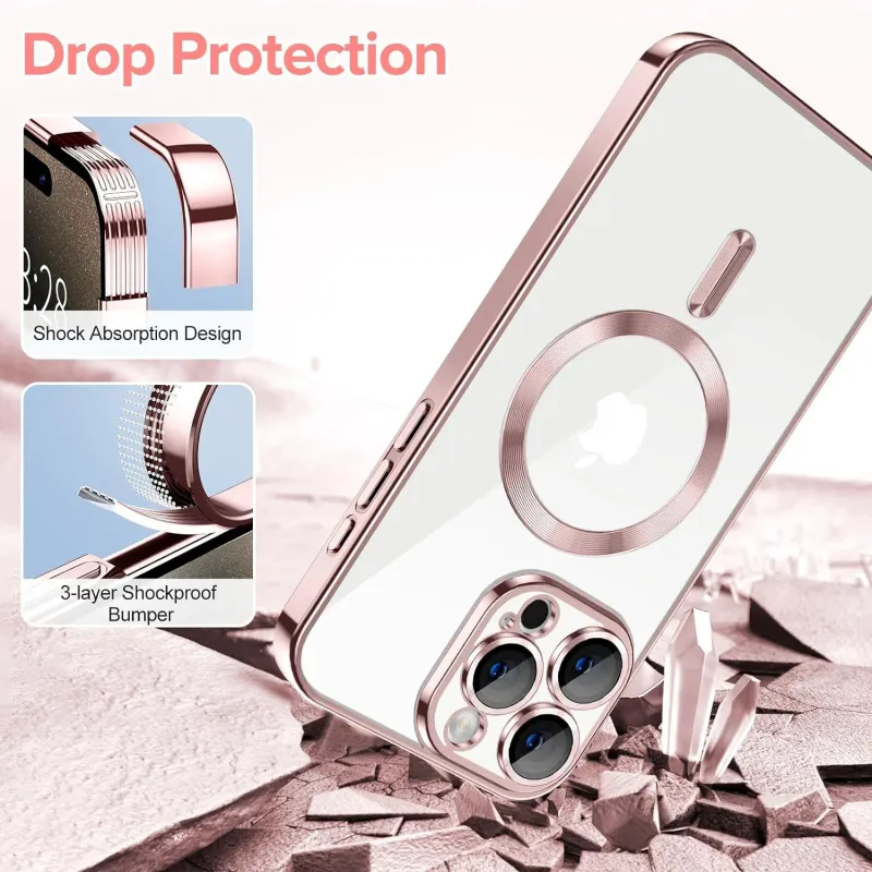 IPhone 11 Pro-Rose goude Magsafe hoesje met camera lensbeschermer