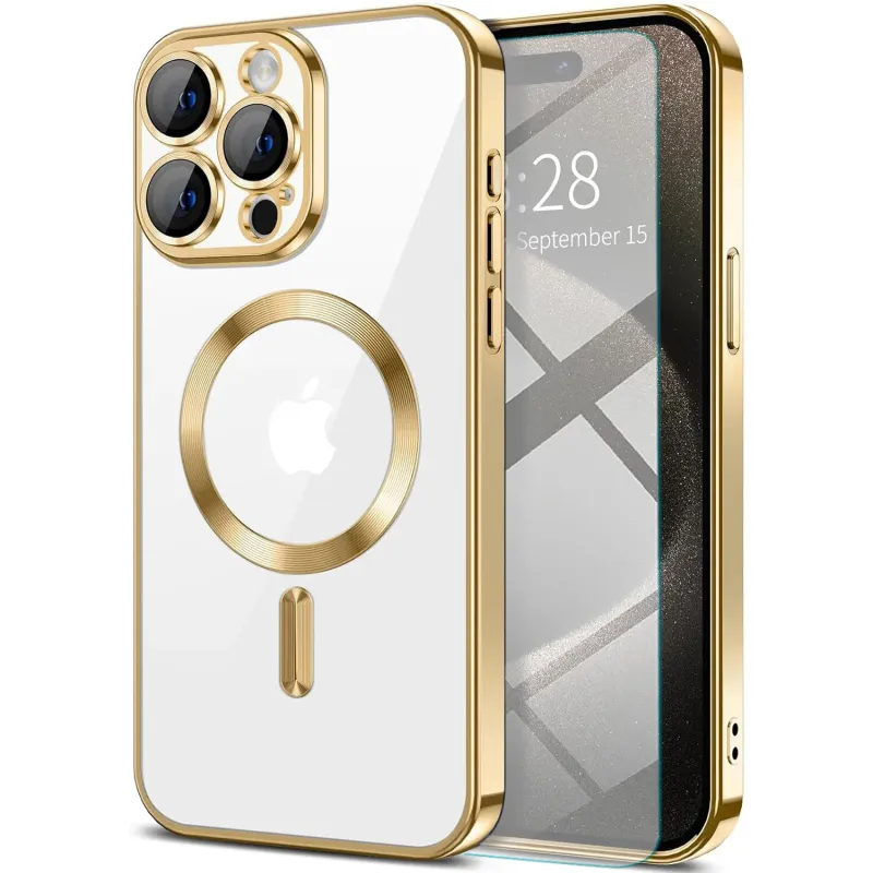 IPhone 11 pro Goude Magsafe hoesje Met camera lens beschermer