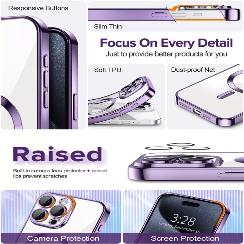 IPhone 11 pro Paarse Magsafe hoesje Met camera lens beschermer