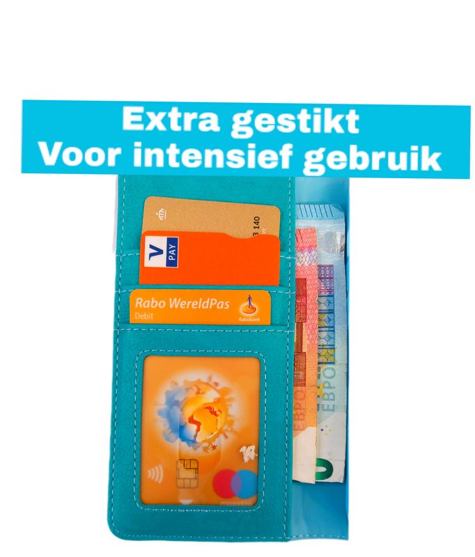 IPhone 16 Turquoise  Boek hoesje met kaarthouder en magnetische sluiting