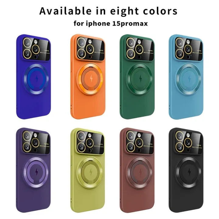 Iphone 15 pro Licht blauwe magsafe hoesje met standaard en camerabescherming