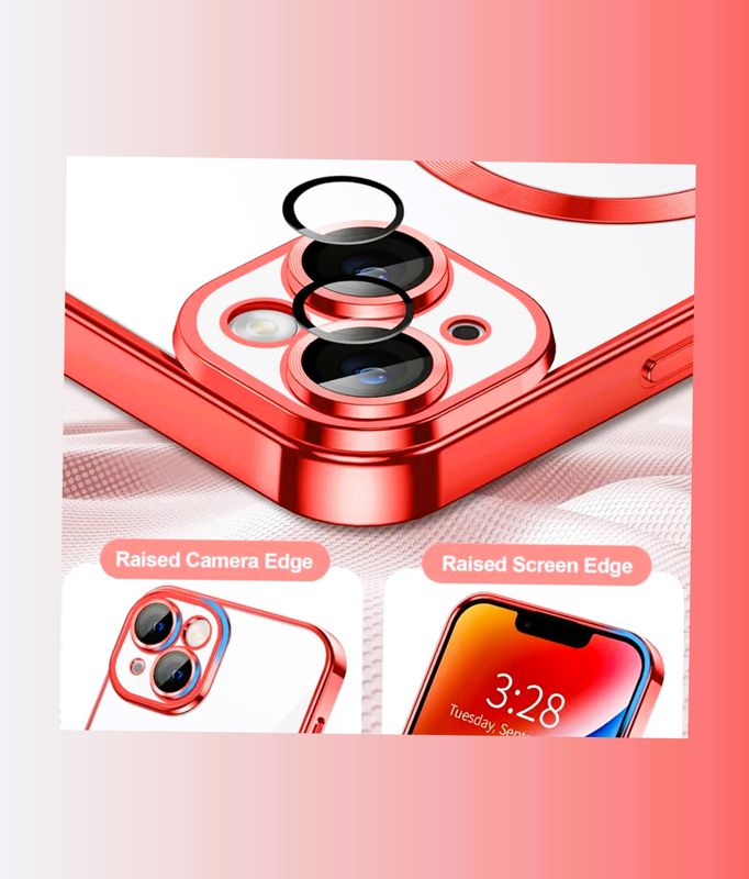 IPhone 13-rode  Magsafe hoesje met camera lensbeschermer
