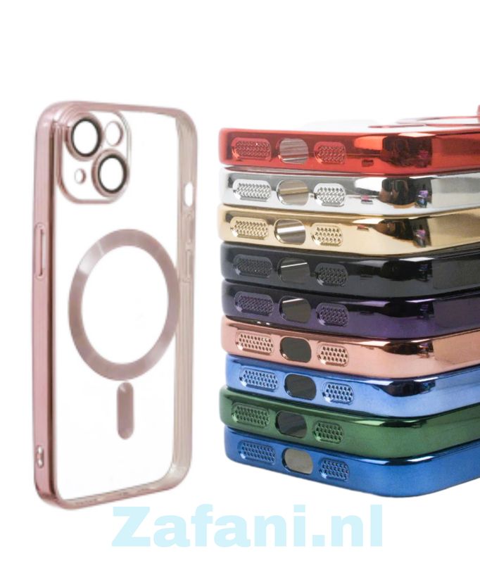 IPhone 13-rose goude  Magsafe hoesje met camera lensbeschermer