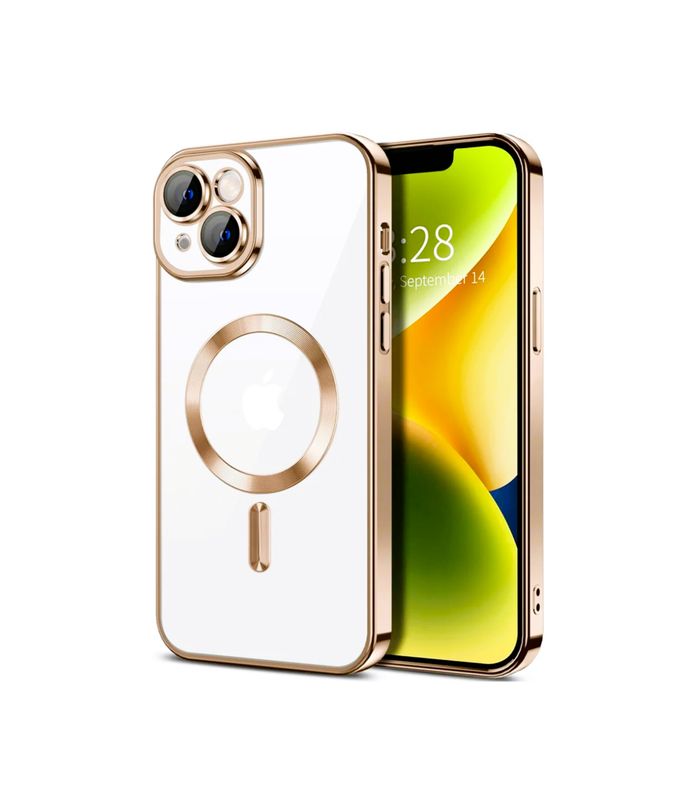 IPhone 14 goude  Magsafe hoesje met camera lensbeschermer