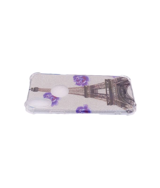 Iphone X /Xs anti shock  silicone hoesje met Eiffeltoren print glitters
