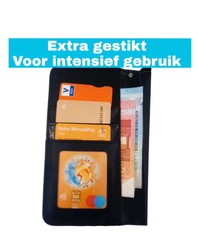 ​IPhone 14 Zwarte Boek hoesje met kaarthouder en magnetische sluiting