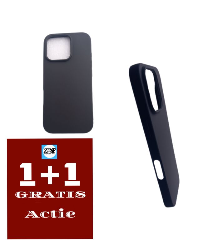 IPhone 16 pro Zwarte Siliconen Hoesje-1+1 Gratis Tijdelijk Actie