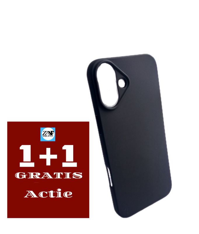IPhone 16 plus Zwarte Siliconen Hoesje 1+1 Gratis Tijdelijk Actie