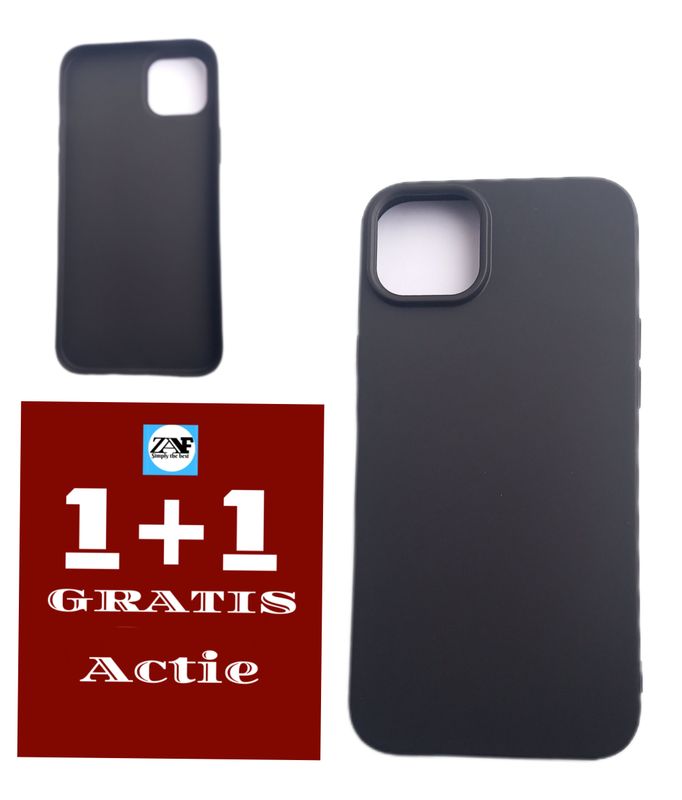 IPhone 15 plus Zwarte Siliconen Hoesje 1+1 Gratis Tijdelijk Actie