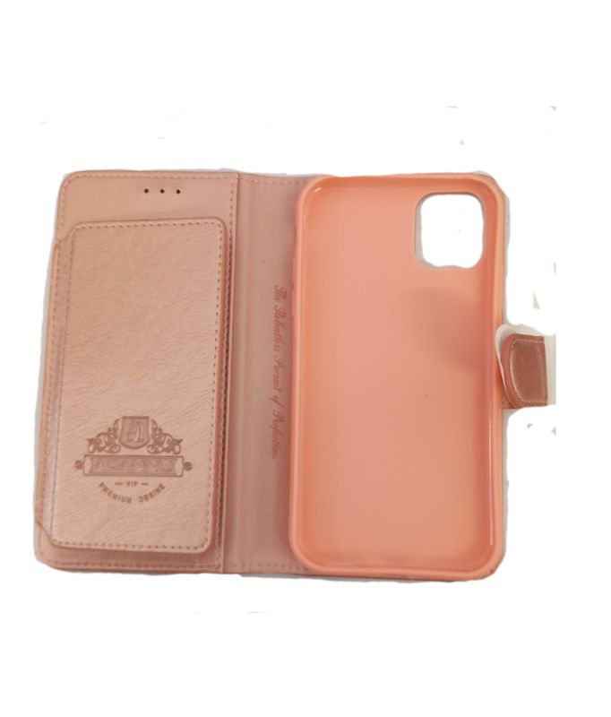 ​IPhone 11 Boek hoesje met 6 kaarthouder en magnetische sluiting Roze goud