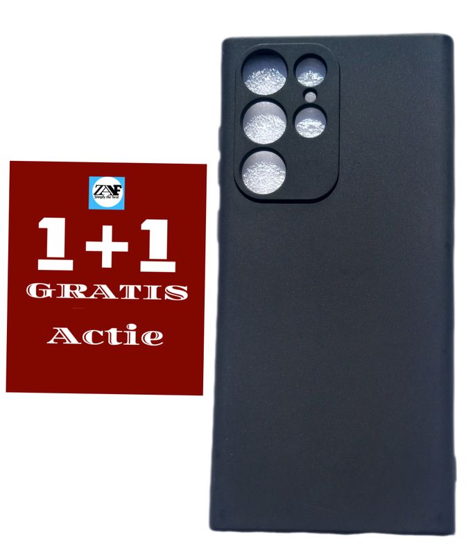 Samsung S25 ultra-zwarte siliconen hoesje met camera lensbeschermer voor Optimale bescherming-1+1 Gratis Tijdelijk Actie
