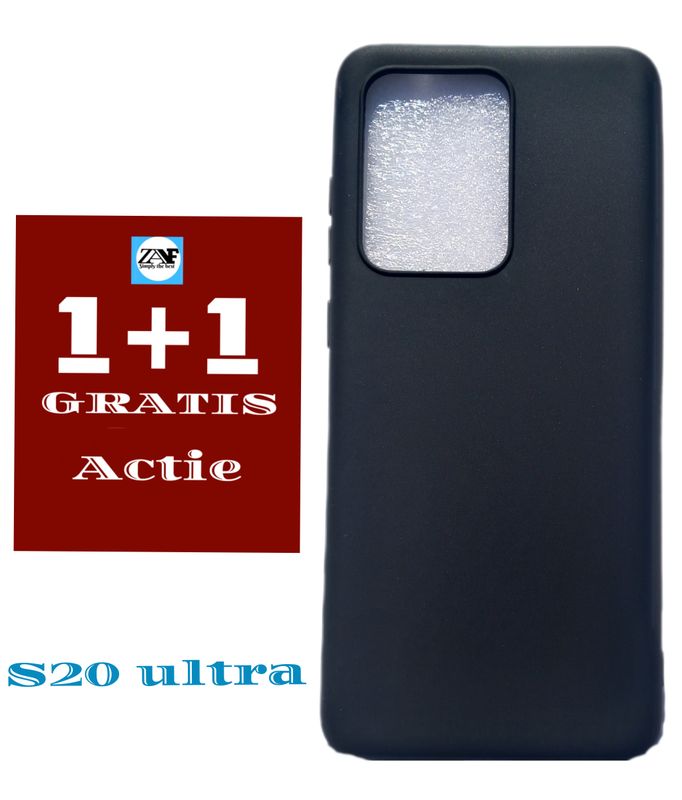 Samsung S20 ultra-zwarte siliconen hoesje voor Optimale bescherming-1+1 Gratis Tijdelijk Actie